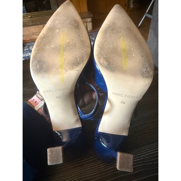 Marc Fisher Hadais Navy Blue Heeled Mule Sz. 8 - Picture 4 of 8
